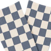 Checkerboard Crew Socks in slate and cream - Weld - State Of Flux