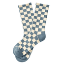 Checkerboard Crew Socks in slate and cream - Weld - State Of Flux