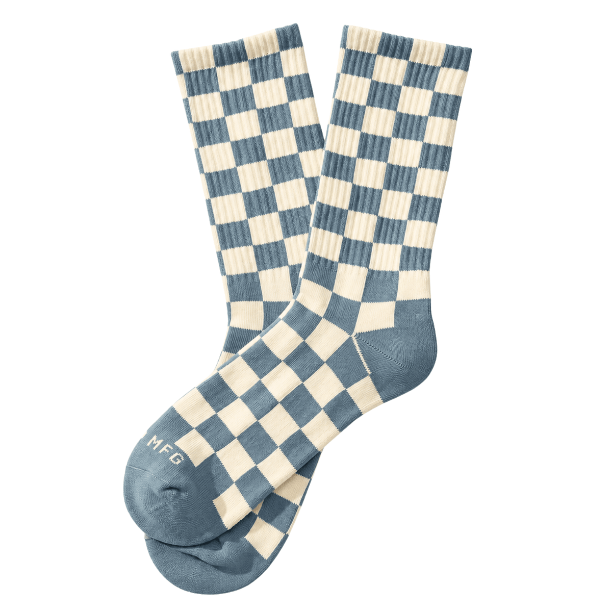 Checkerboard Crew Socks in slate and cream