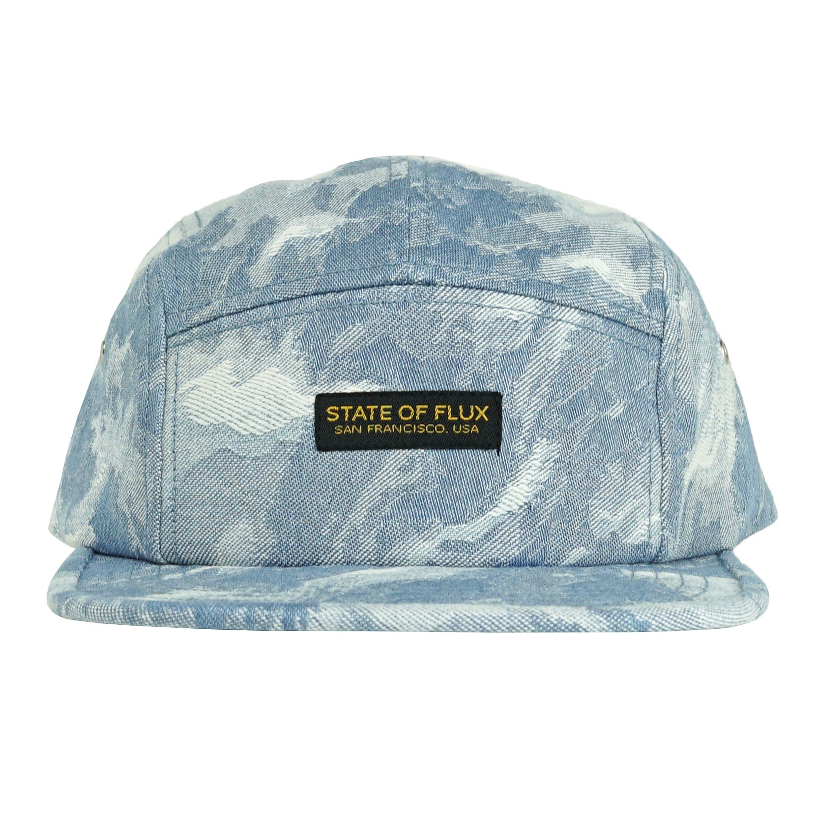 Clouded 5-Panel Hat in washed denim