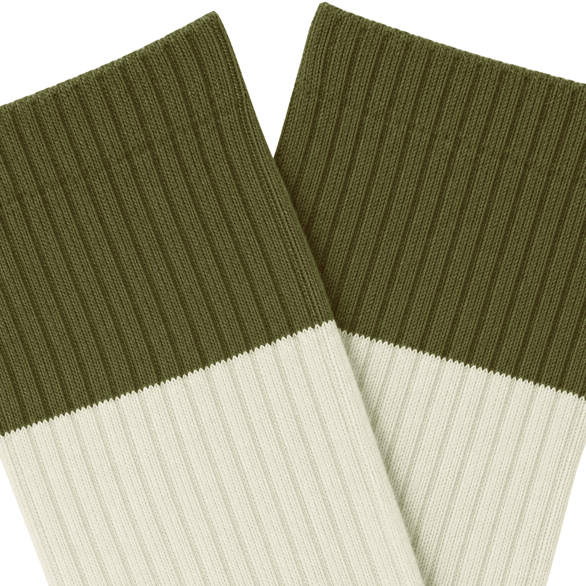 Color Block Crew Socks in olive and cream