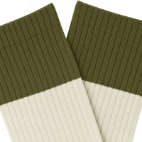 Color Block Crew Socks in olive and cream - Weld - State Of Flux