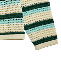 Crochet V - neck Sweater in off white and bistro green - Daily Paper - State Of Flux