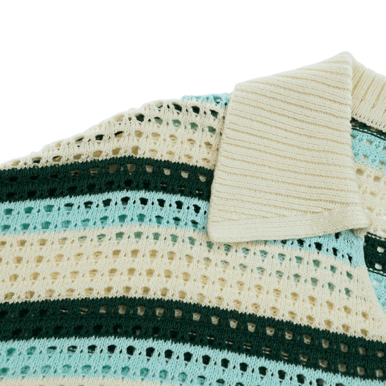 Crochet V - neck Sweater in off white and bistro green - Daily Paper - State Of Flux