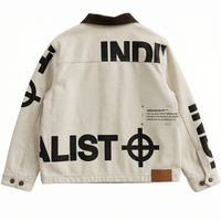 Crosshairs Logo Mechanic Jacket in antique white and brown - Individualist Lab - State Of Flux
