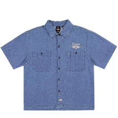 Dickies x Harley-Davidson Boxy Chambray Work Shirt in light blue
