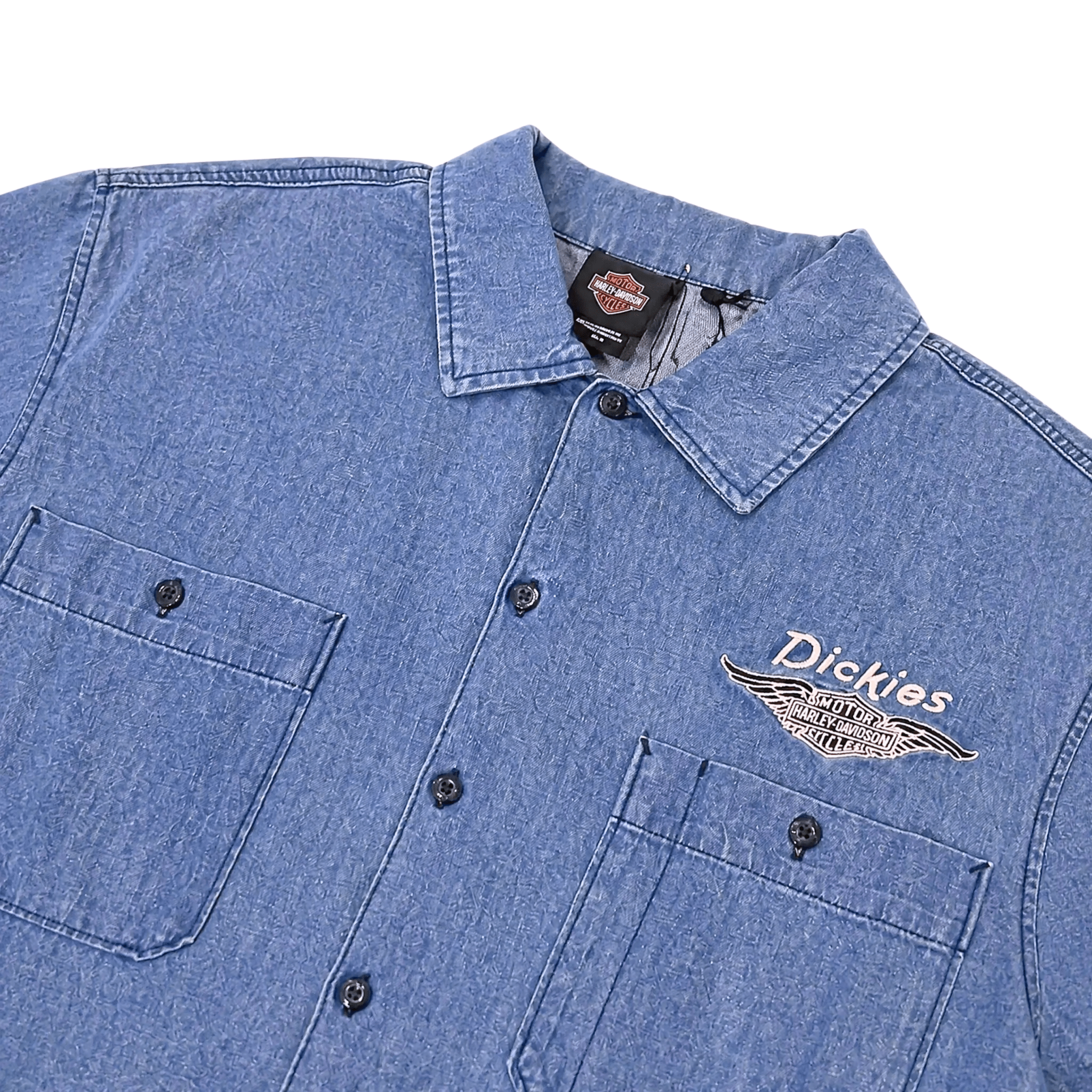 Dickies x Harley-Davidson Boxy Chambray Work Shirt in light blue