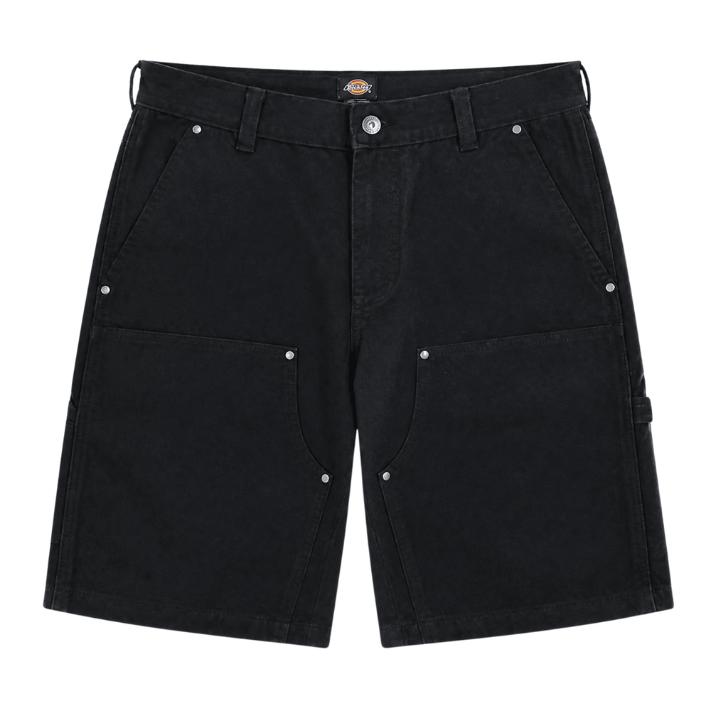 Double Knee Canvas Shorts in black