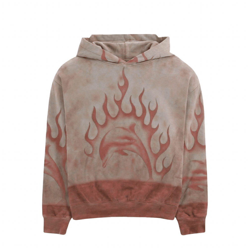 Flaming Dolphin Airbrush Hoodie in pale pink