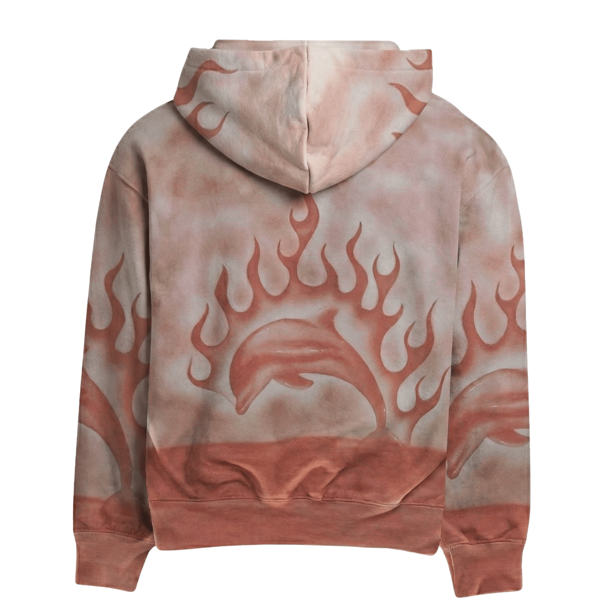 Flaming Dolphin Airbrush Hoodie in pale pink - Jungles Jungles - State Of Flux