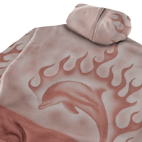 Flaming Dolphin Airbrush Hoodie in pale pink - Jungles Jungles - State Of Flux