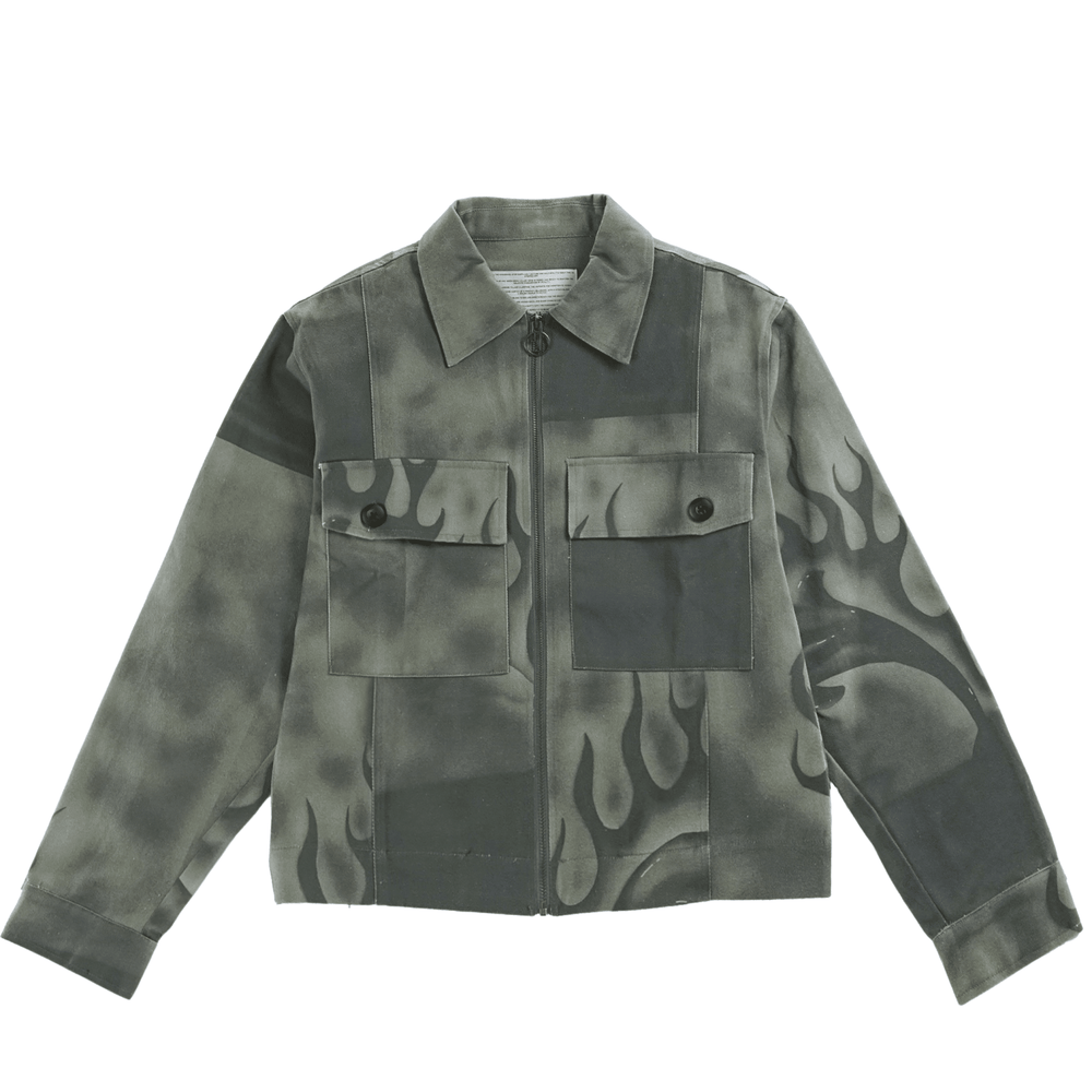 Flaming Dolphins Trucker Jacket in grey denim