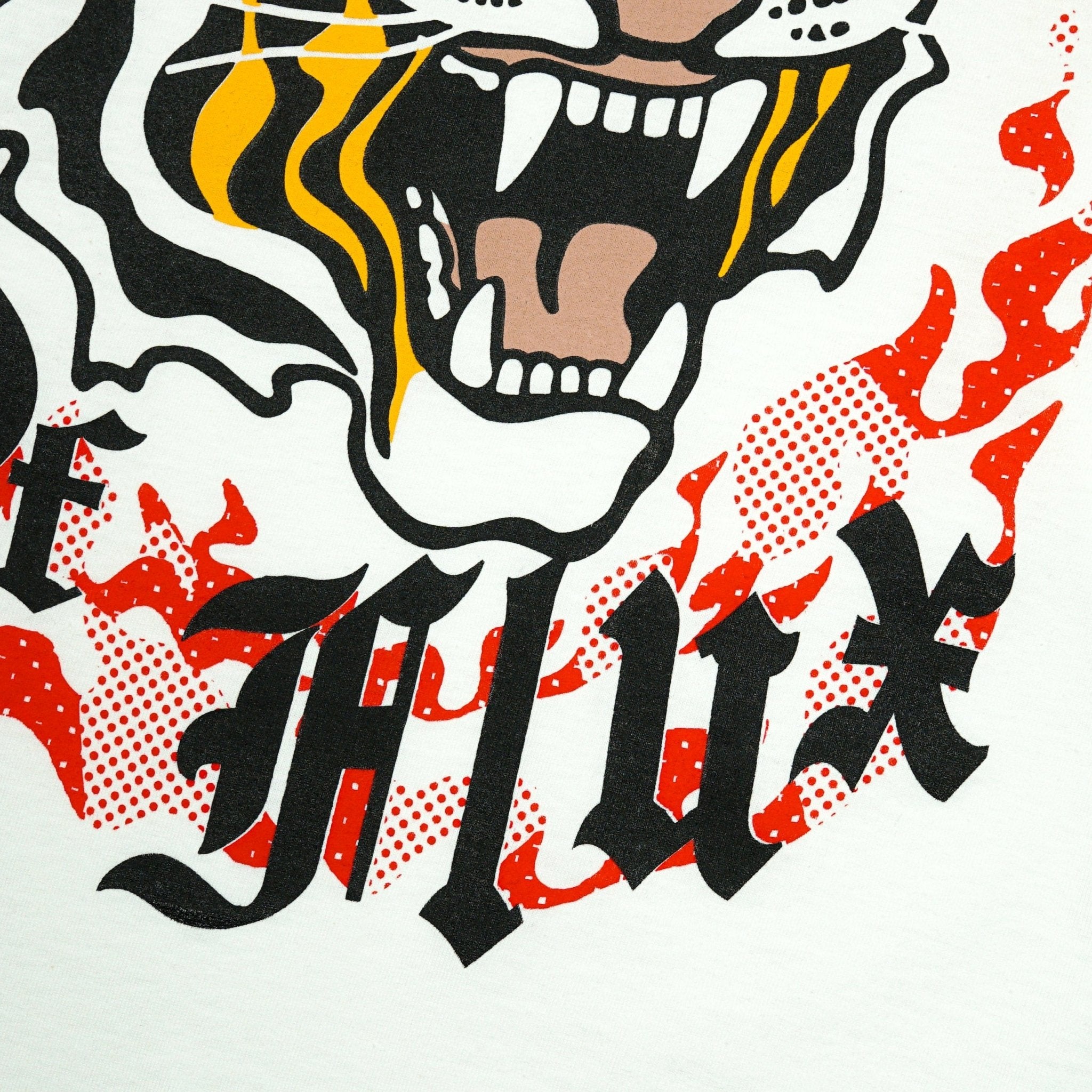 Flaming Tiger Long-sleeve Tee in white - State Of Flux - State Of Flux