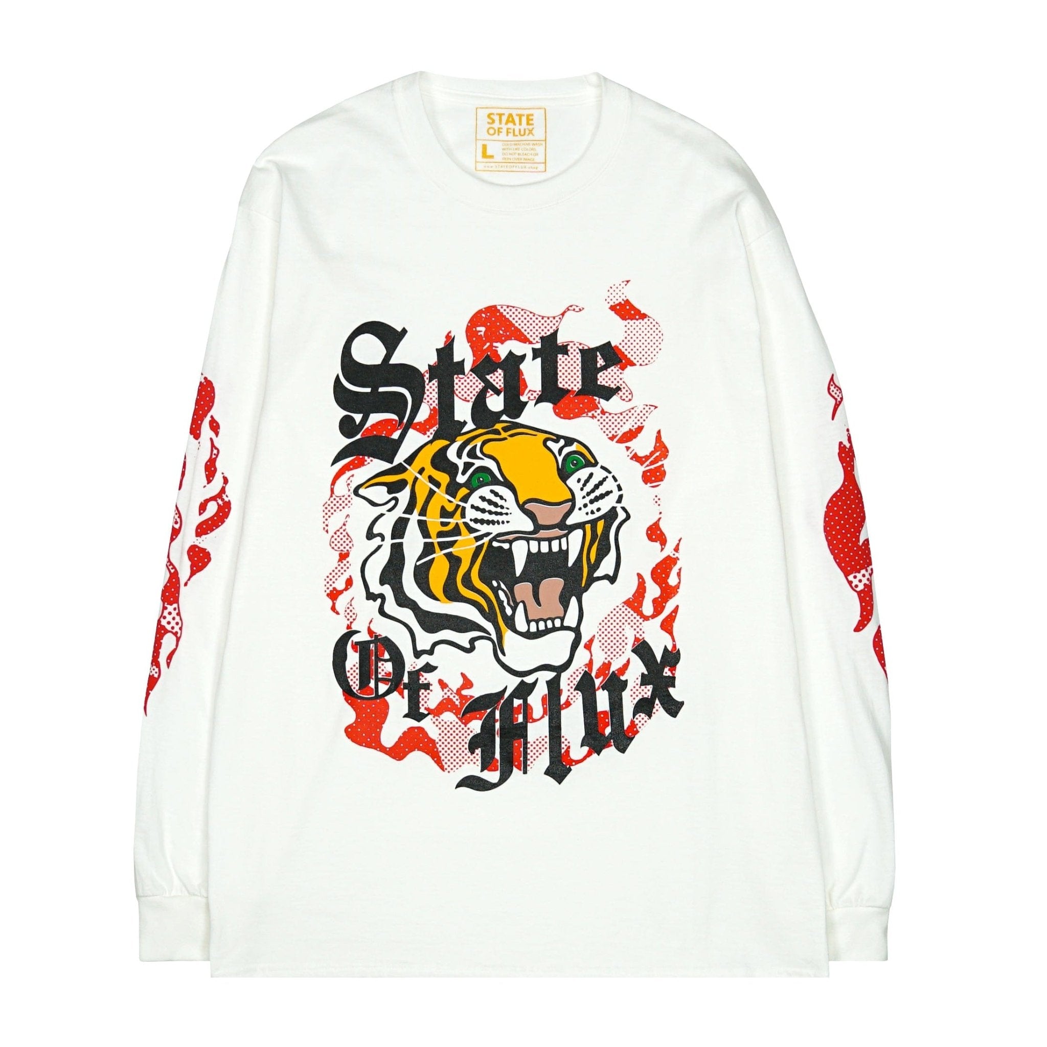 Flaming Tiger Long-sleeve Tee in white