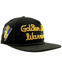 Golden State Warriors Golden Era Corduroy Golfer Snapback Hat in black and yellow - New Era - State Of Flux
