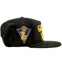 Golden State Warriors Golden Era Corduroy Golfer Snapback Hat in black and yellow - New Era - State Of Flux