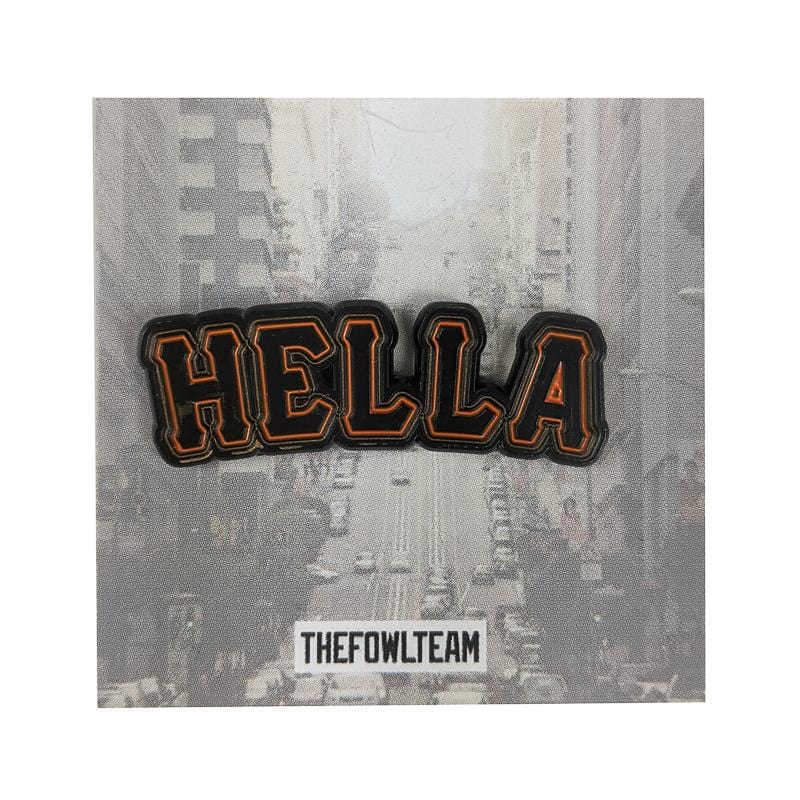 Hella San Francisco enamel pin black and orange 1.5-inch hard enamel dual post with black rubber backers