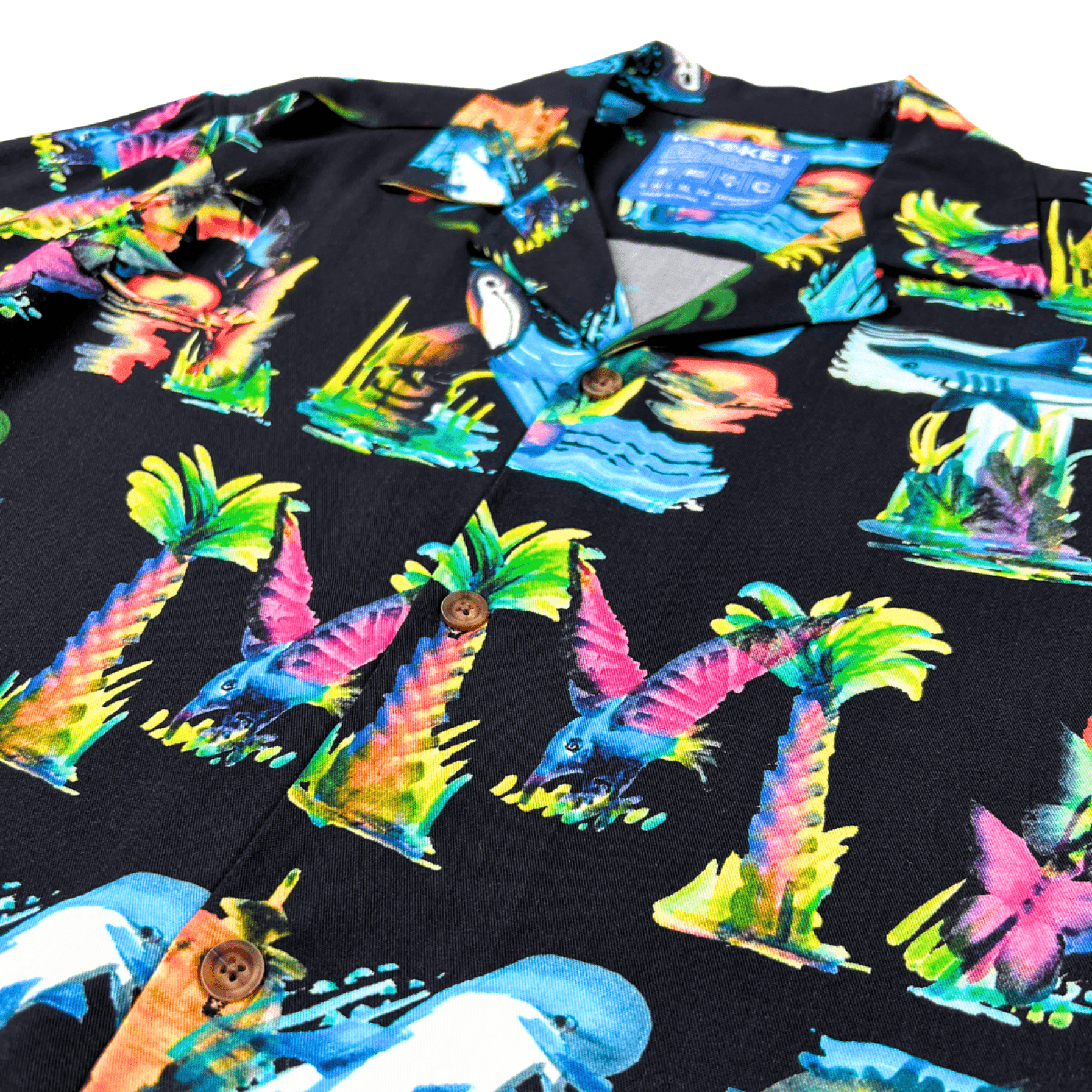 Island Life Camp Shirt in black