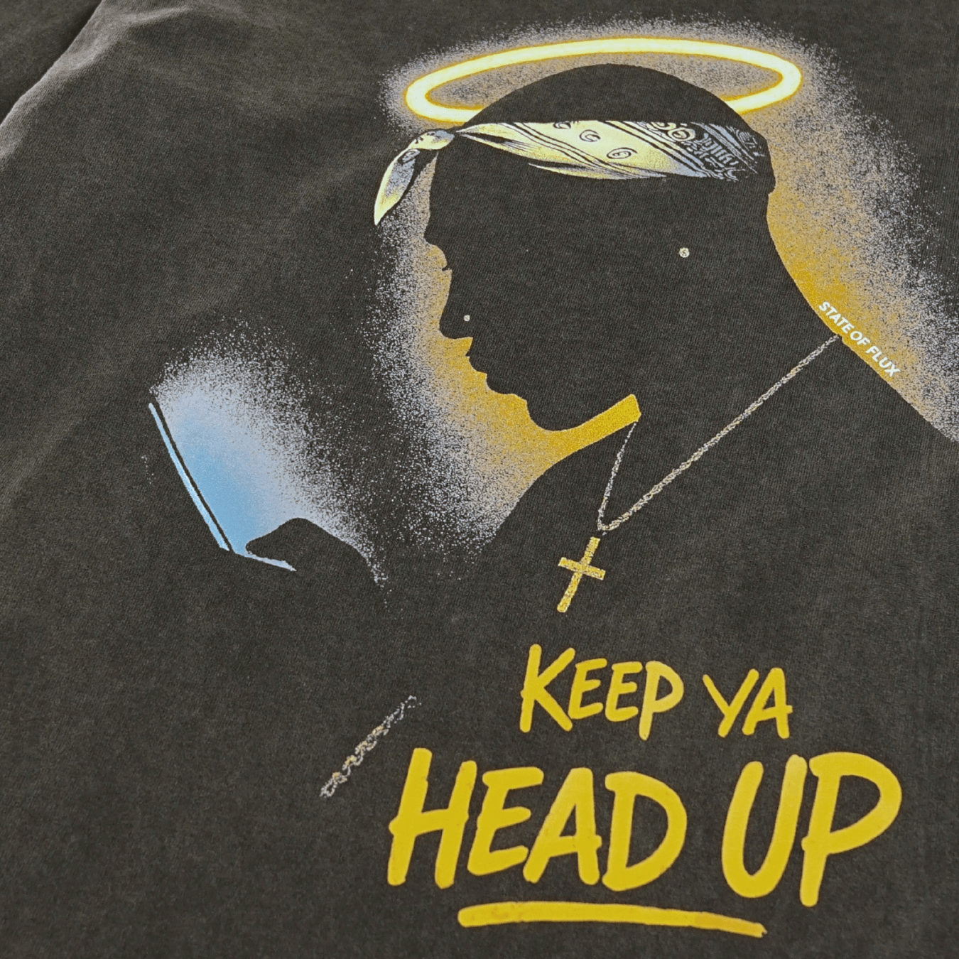 Keep Ya Head Up Long-sleeve Tee in faded black and white