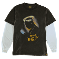 Keep Ya Head Up Long - sleeve Tee in faded black and white - State Of Flux - State Of Flux