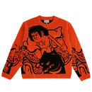 Kintaro Big Print Knit Sweater in orange and black - Individualist Lab - State Of Flux