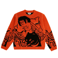 Kintaro Big Print Knit Sweater in orange and black - Individualist Lab - State Of Flux