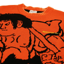 Kintaro Big Print Knit Sweater in orange and black - Individualist Lab - State Of Flux