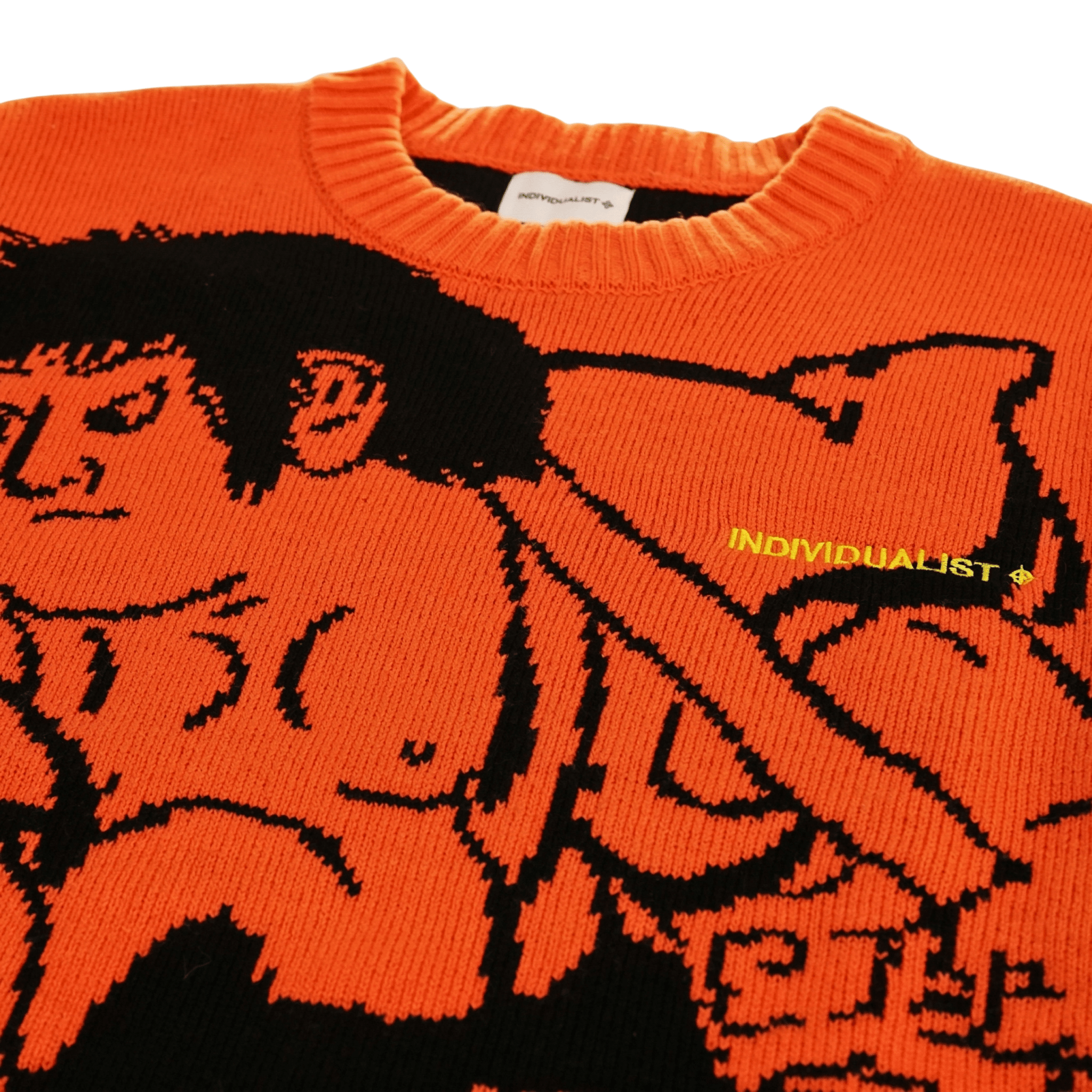 Kintaro Big Print Knit Sweater in orange and black