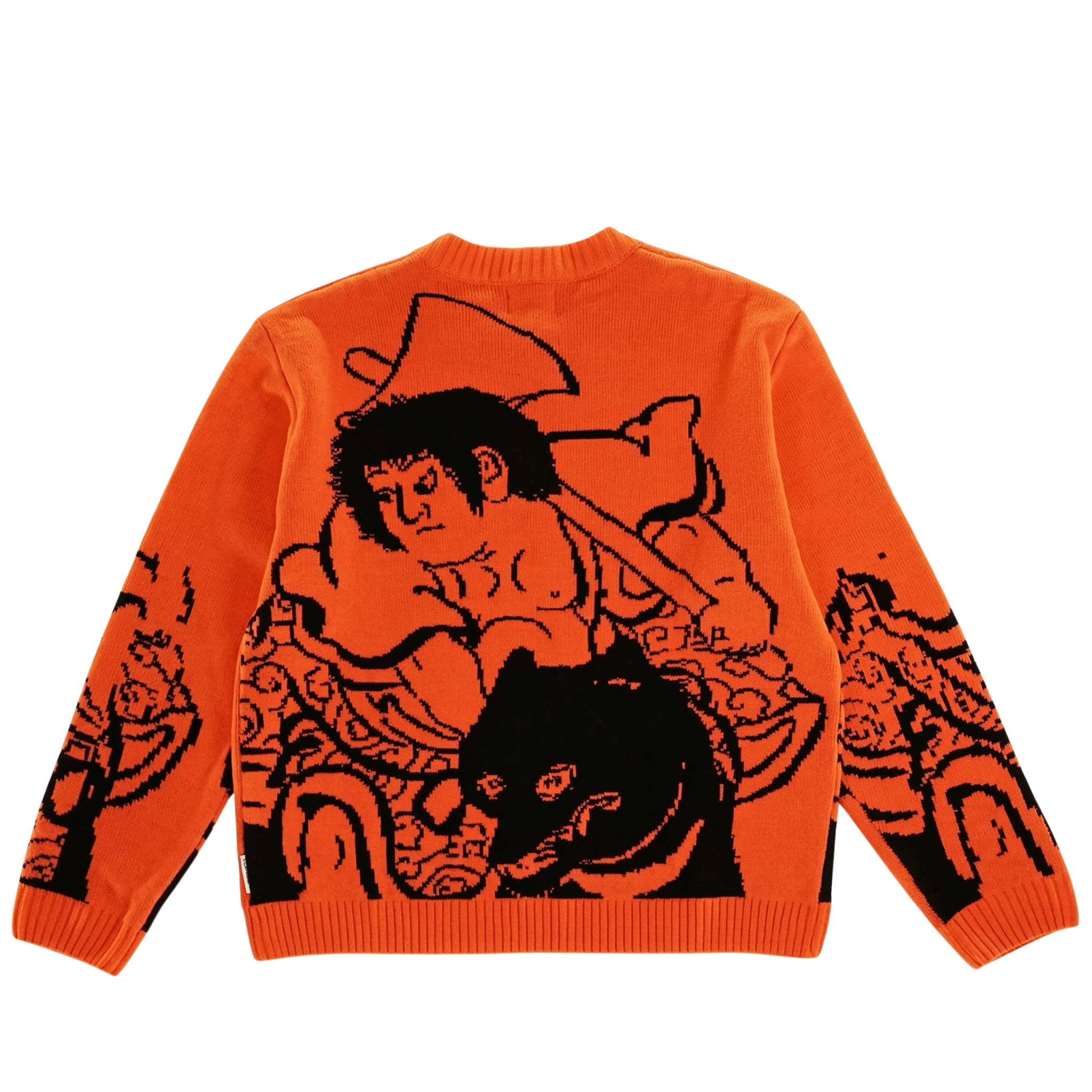Kintaro Big Print Knit Sweater in orange and black - Individualist Lab - State Of Flux