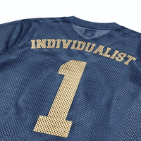 Knowledge Heavy Box Mesh Jersey in navy - Individualist Lab - State Of Flux
