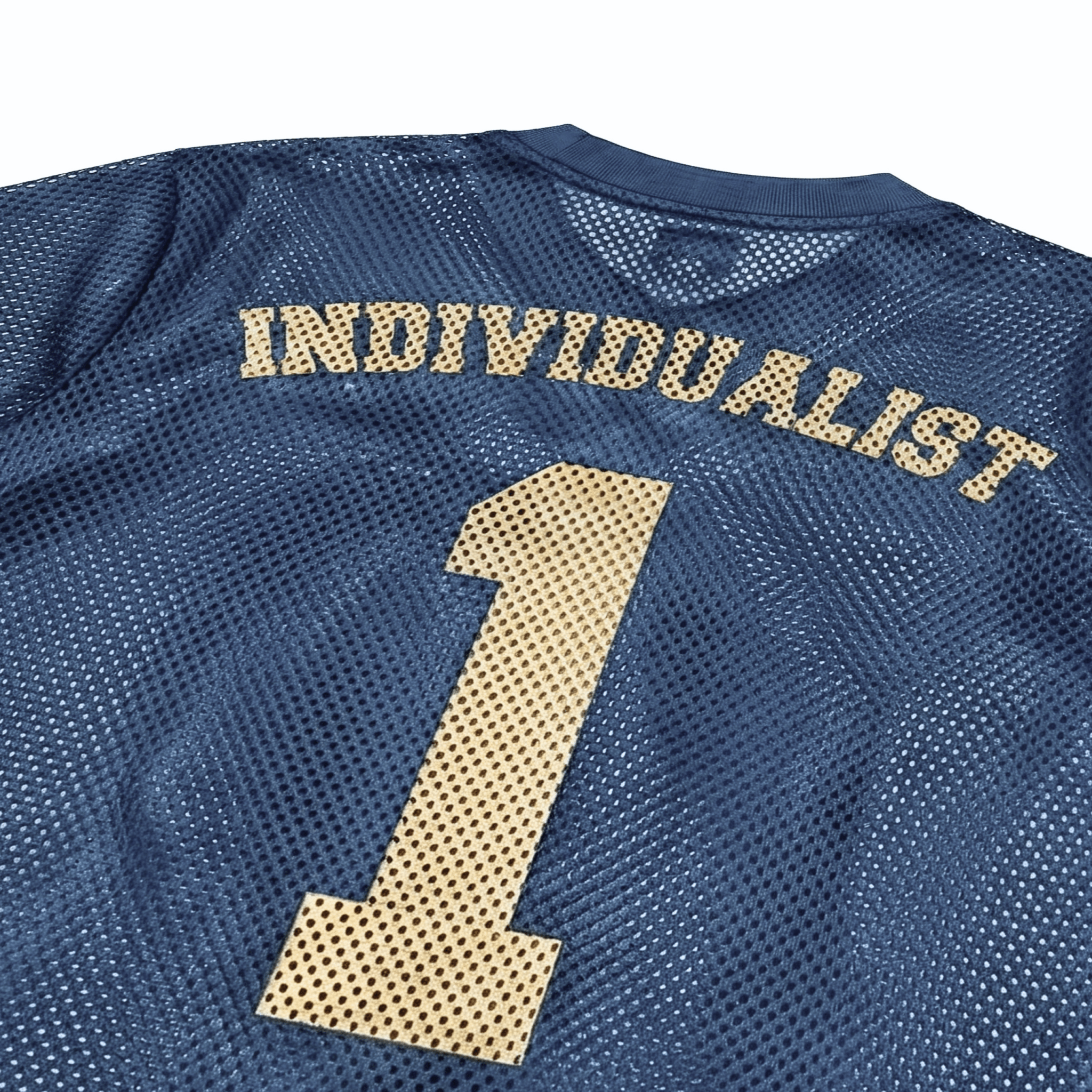 Knowledge Heavy Box Mesh Jersey in navy - Individualist Lab - State Of Flux