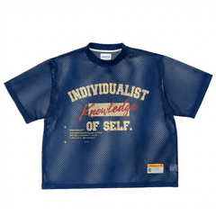 Knowledge Heavy Box Mesh Jersey in navy