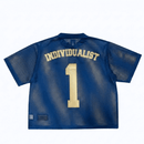 Knowledge Heavy Box Mesh Jersey in navy - Individualist Lab - State Of Flux