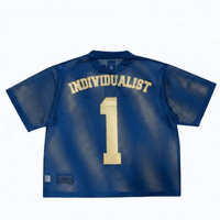 Knowledge Heavy Box Mesh Jersey in navy - Individualist Lab - State Of Flux