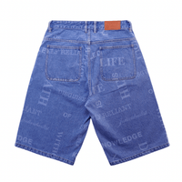 Knowledge Laser Print Big Boy Shorts in indigo - Individualist Lab - State Of Flux