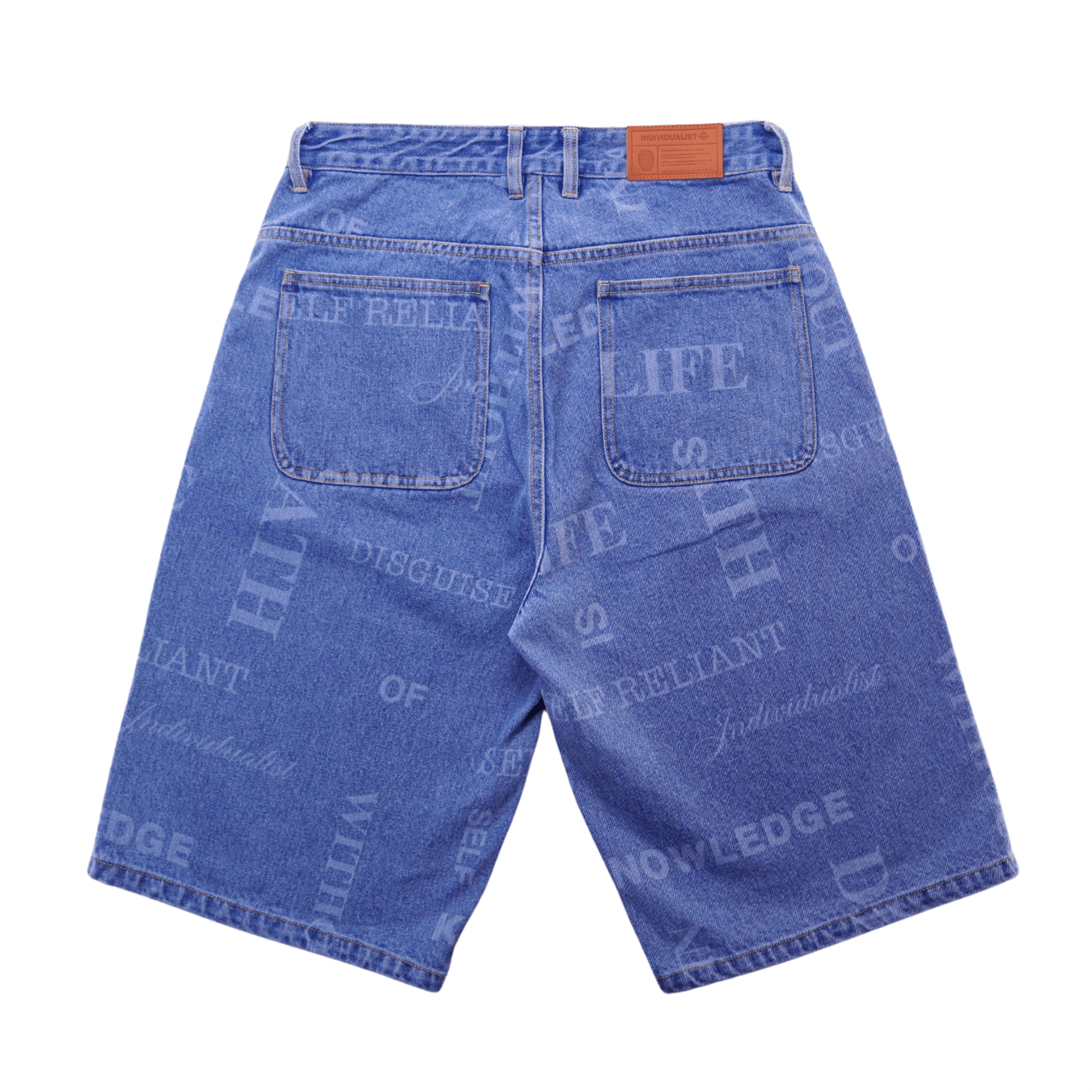 Knowledge Laser Print Big Boy Shorts in indigo - Individualist Lab - State Of Flux