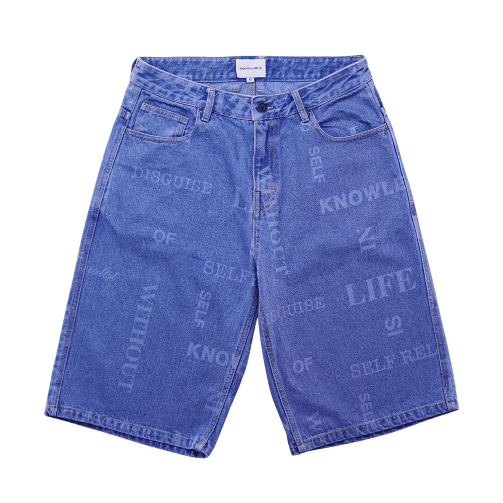 Knowledge Laser Print Big Boy Shorts in indigo