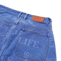 Knowledge Laser Print Big Boy Shorts in indigo - Individualist Lab - State Of Flux