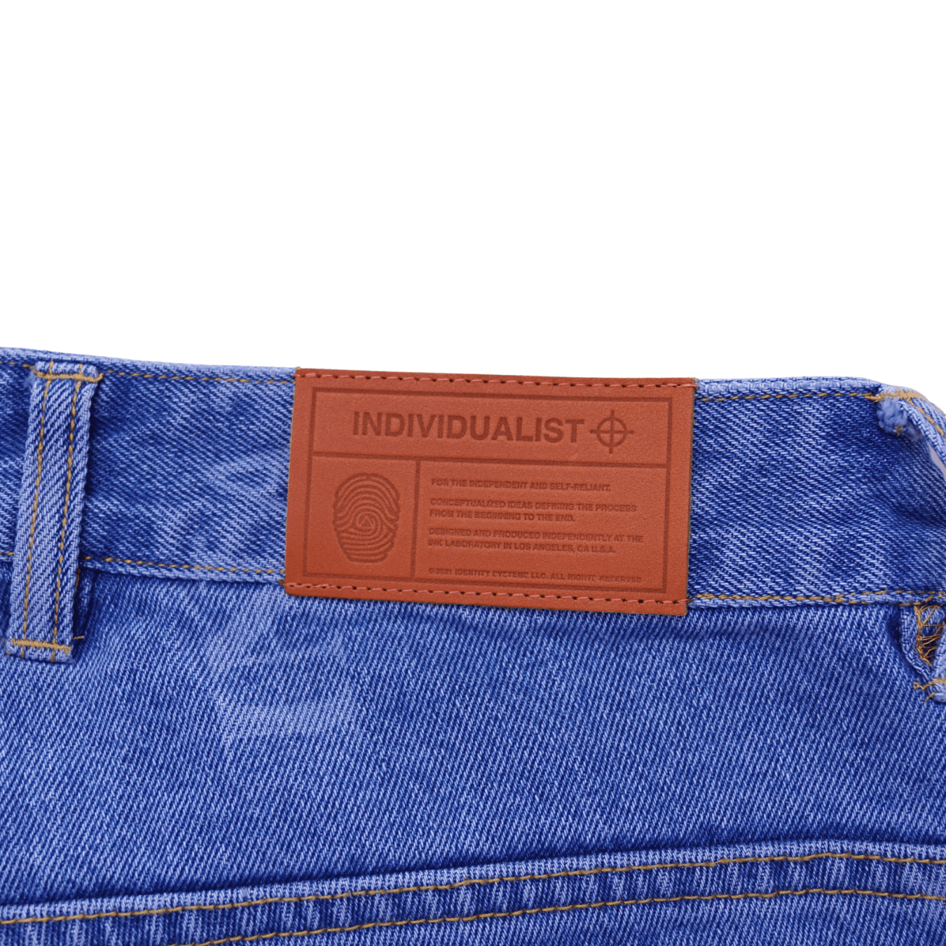 Knowledge Laser Print Big Boy Shorts in indigo - Individualist Lab - State Of Flux