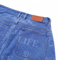 Knowledge Laser Print Big Boy Shorts in indigo - Individualist Lab - State Of Flux