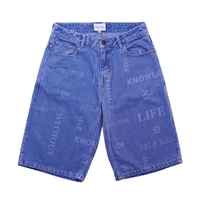 Knowledge Laser Print Big Boy Shorts in indigo - Individualist Lab - State Of Flux