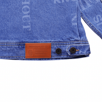 Knowledge Laser Print Chore Jacket in light indigo - Individualist Lab - State Of Flux