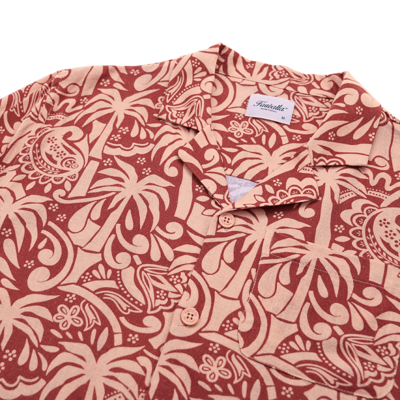 Linen Printed Yacht Shirt 2.0 in terra cotta and dark ivory