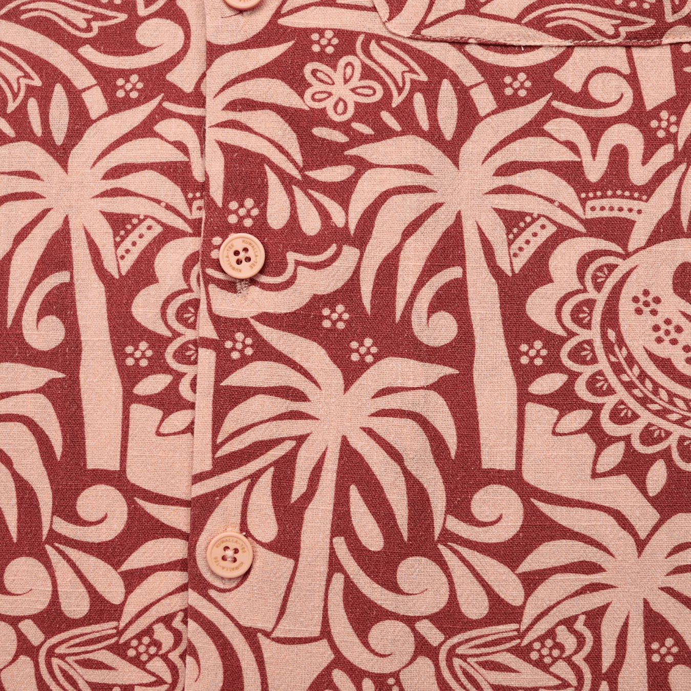Linen Printed Yacht Shirt 2.0 in terra cotta and dark ivory - Kuwalla Tee - State Of Flux