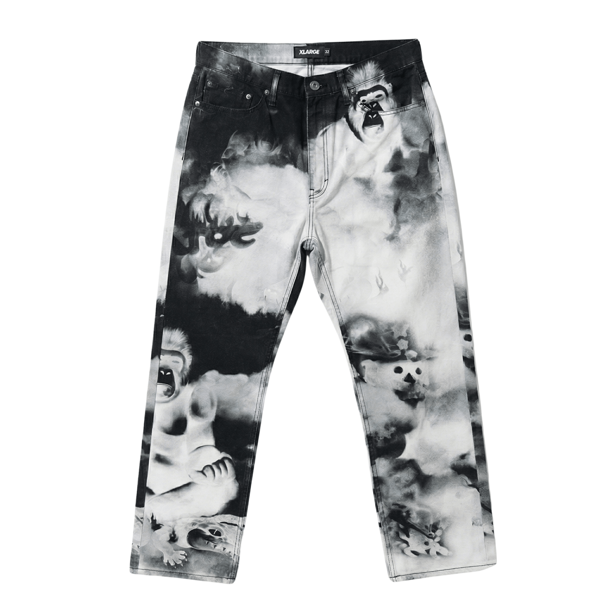 Meditation Allover Print Pants in black and white