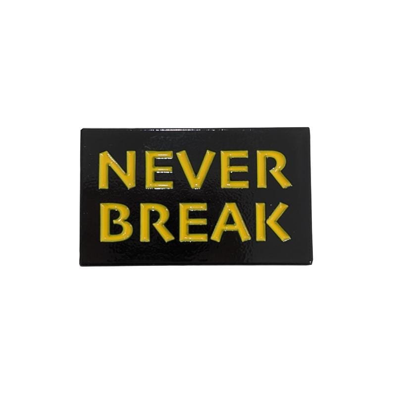 Never Break Pin in black and yellow