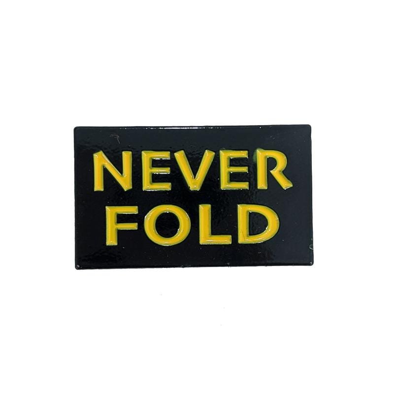 Never Fold Pin in black and yellow - State Of Flux - State Of Flux
