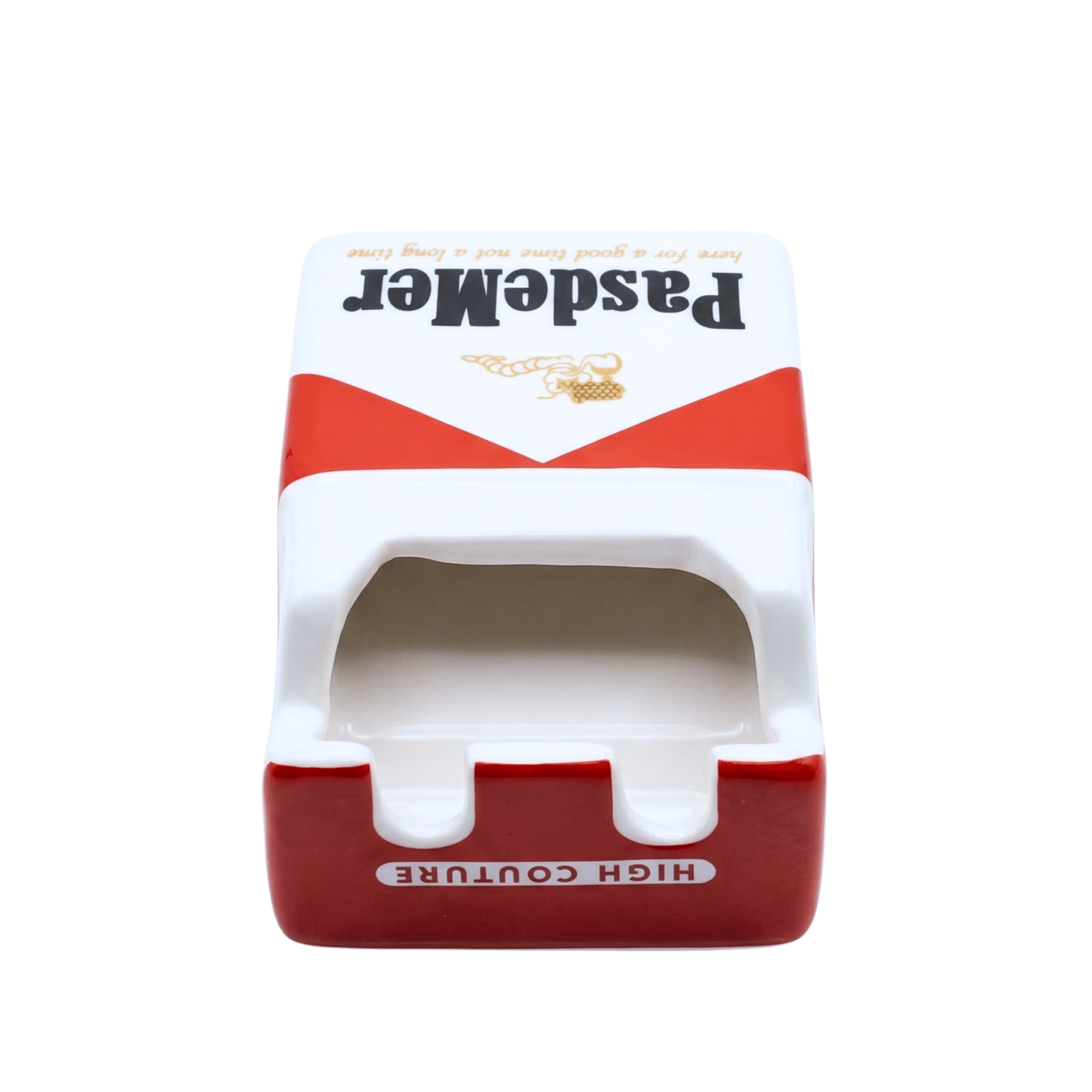 Not A long Time Ashtray in white and red