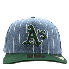 Oakland Athletics Parallel A-Frame 59Fifty Fitted Hat in blue denim and green