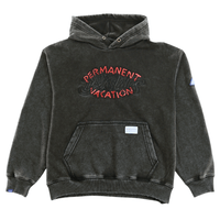 Permanent Vacation Distressed Hoodie in washed black - Devá States - State Of Flux